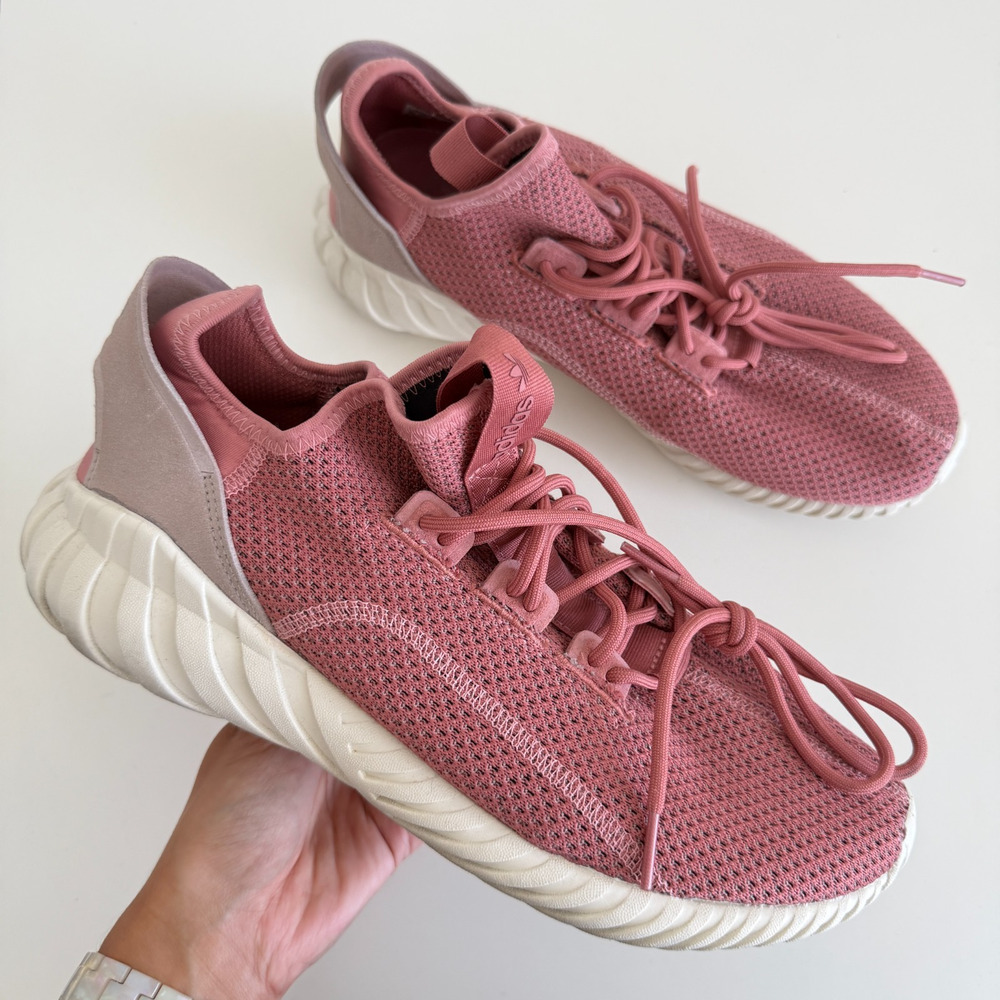 Adidas Sneakers Women 10 Tubular Doom Sock Running Shoes Pink Athletic Trainer